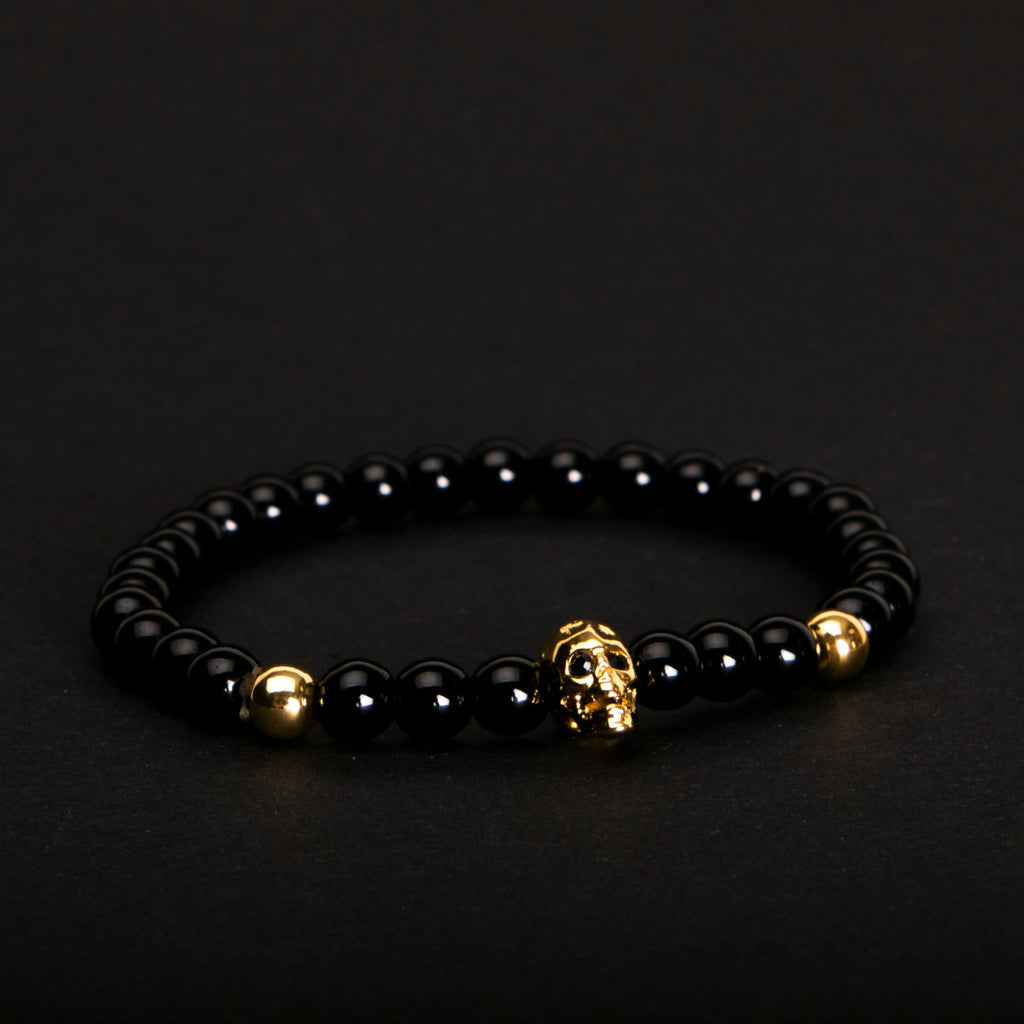 Skull bracelet in gold and black
